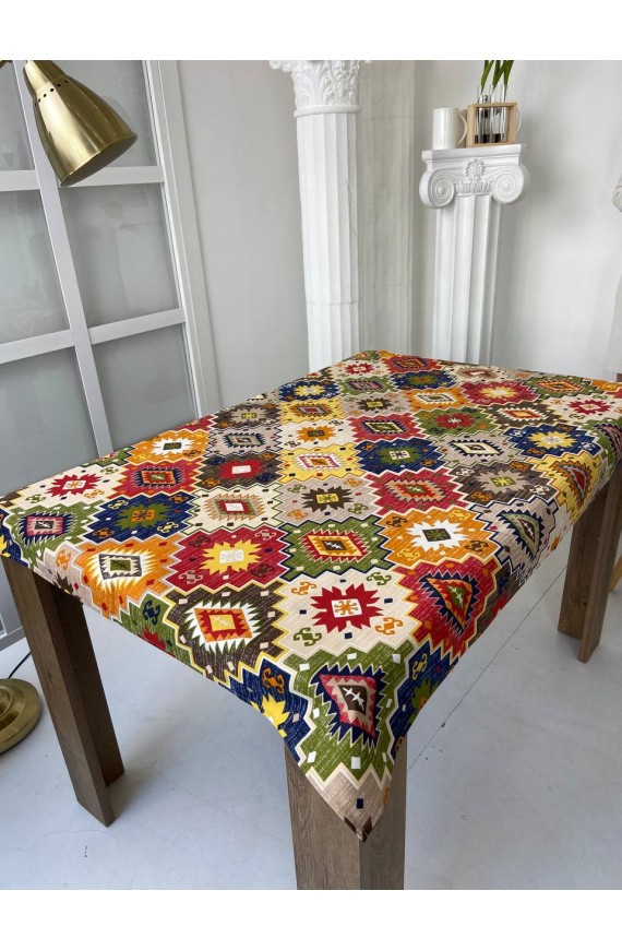"Mosaics" Print Tablecloth with Teflon Coating