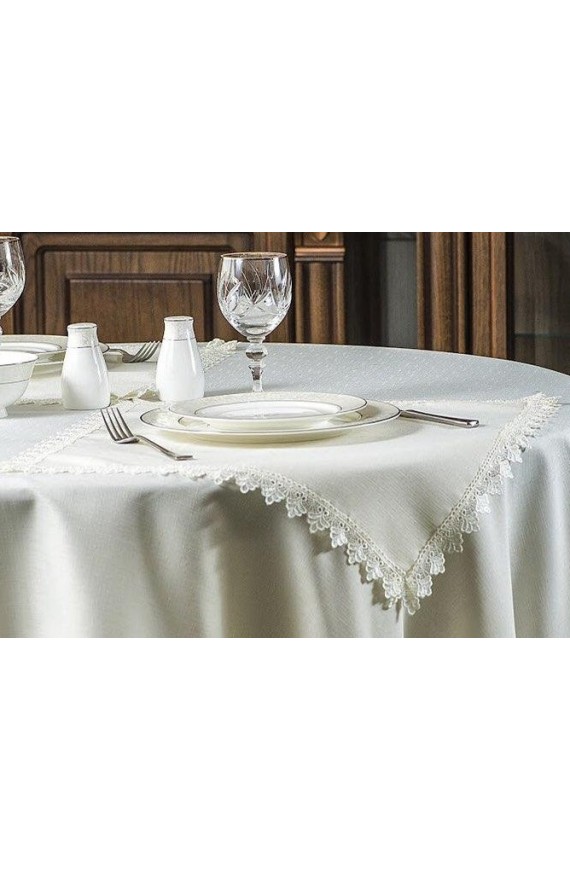 Elbrus napkin water-repellent milky with lace